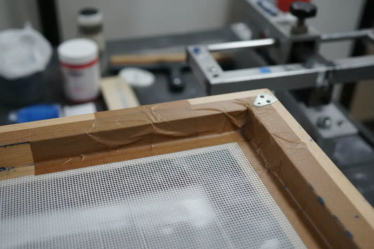 BROWN MASKING TAPE ON A SILK SCREEN