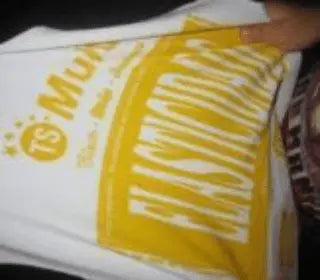 Athletic t-shirt featuring bright yellow printed design, showcasing Lycra Additive for enhanced ink adhesion.