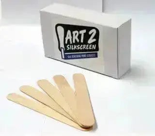Art 2 silkscreen kit with wooden spatula sticks and box for silk screening projects.